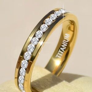 Women’s Luxury Collection Titanium Steel Cubic Zirconia Diamonds 4mm Band 6